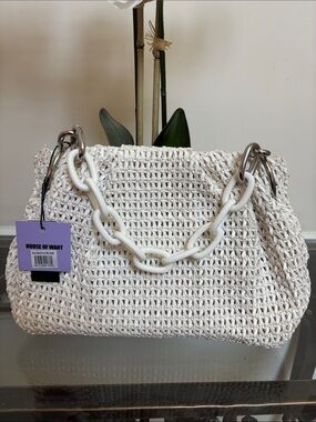 House of Want White Woven Chill Framed Clutch/Purse/Bag
